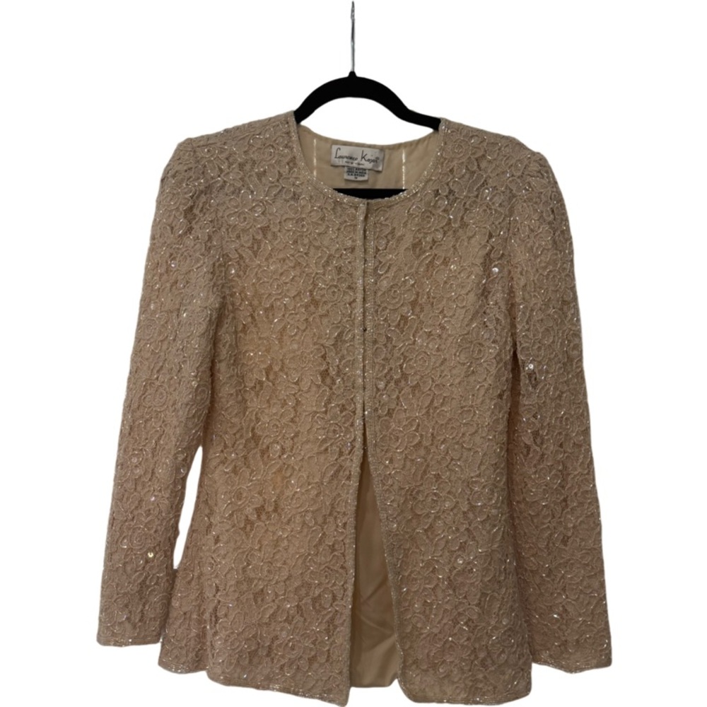 Laurence Kazar Gold Lace Blazer Elegant Suit Jacket